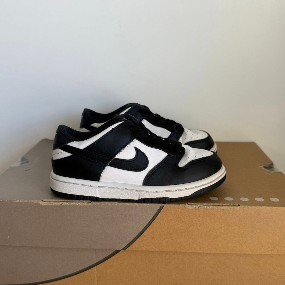 Nike Dunk Low Panda Black/White Toddler Sneakers- SZ 10 C - Picture 4 of 12